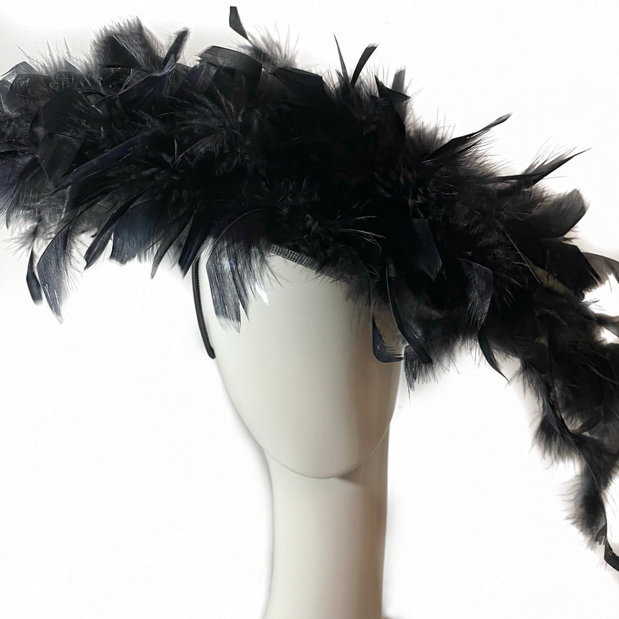 Extravagent Feather Hat- Black